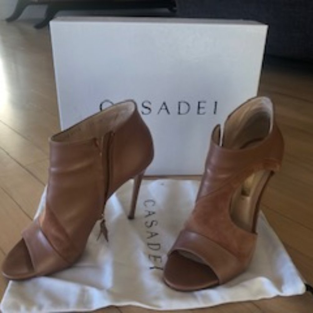 Casadei Pump/Ankle Booties Boots Leather Zip Up EU 38 US 8